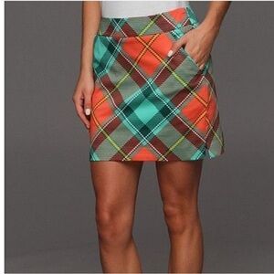 Loudmouth Ladies Green and Orange Argyle Plaid Golf Skort Size 6